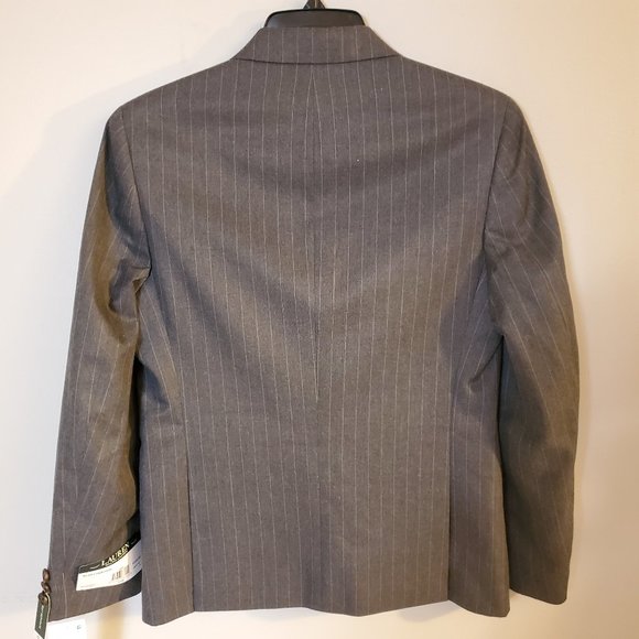 LAUREN RALPH LAUREN BOYS GRAY STRIPE SUIT JACKET - Picture 3 of 5